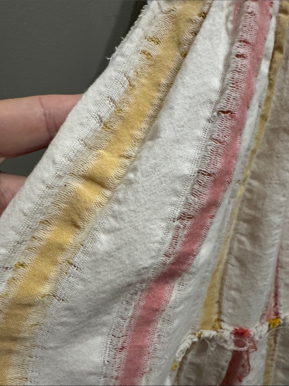 Free People Cream Dress with Pink & Yellow Stripes M Do it again mini boho - Picture 6 of 15